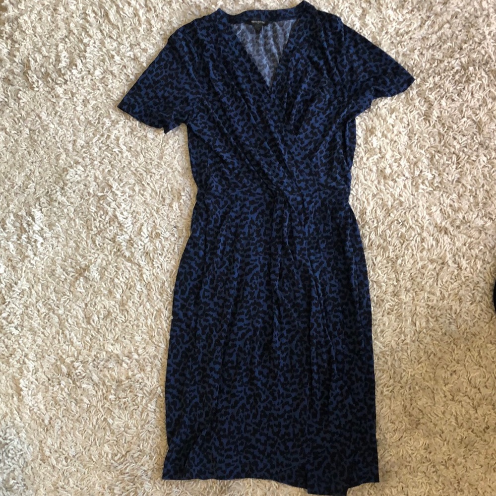 Blue cheetah print wrap dress, s
